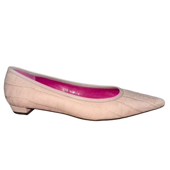 Ann Taylor Flats Leather Reptile Croc Blush Slip On Pointed Toe Shoes - Picture 4 of 10